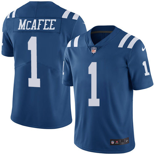 Men's Elite Pat McAfee Nike Jersey Royal Blue - #1 Rush NFL Indianapolis Colts